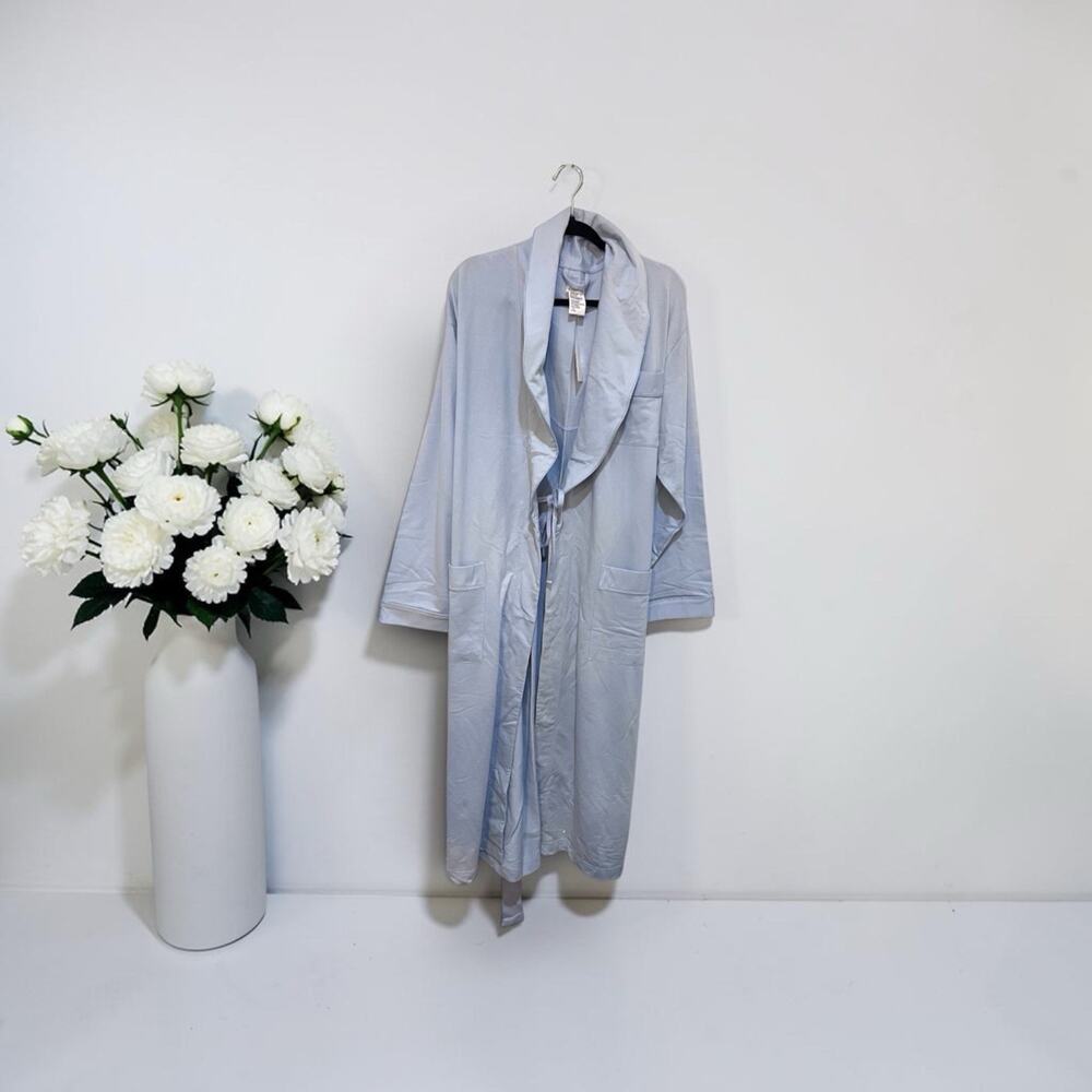 Women's L Pale Blue French Terry Medium weight Luxury Spa Bath Robe Lux Leisure